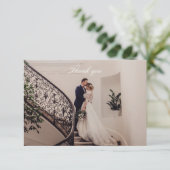 Romantic Pink Photo Wedding Bedankkaart (Staand voorkant)