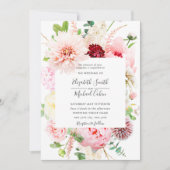 Romantic Pink Pony Floral Script Weduwschap Kaart (Voorkant)