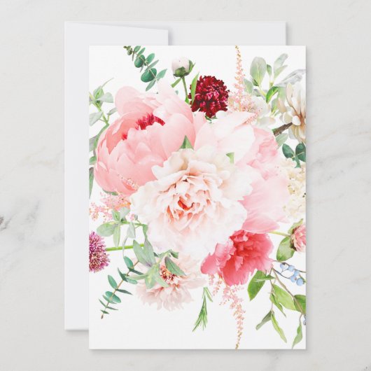 Romantic Pink Pony Floral Script Weduwschap Kaart (Achterkant)