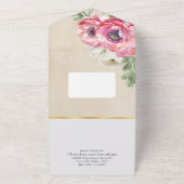 Romantic Pink Ranunculus on Rustic Parchment All In One Uitnodiging (Buitenkant)