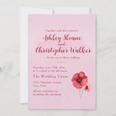 Romantic Pink Red Floral Wedding Kaart (Voorkant)