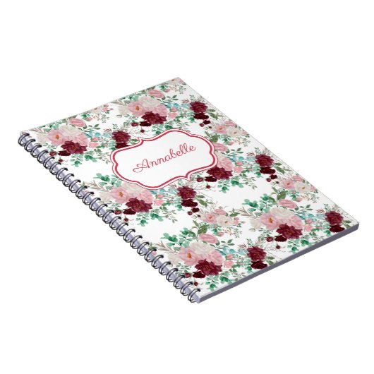 Romantic Pink & Red Roses Personalized Notitieboek (Rechterzijde)