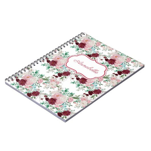 Romantic Pink & Red Roses Personalized Notitieboek (Linkerzijde)