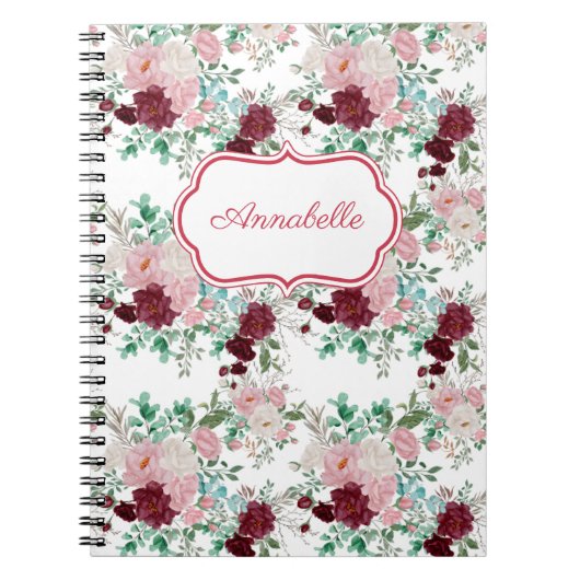 Romantic Pink & Red Roses Personalized Notitieboek (Voorkant)