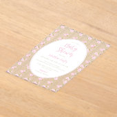 Romantic Pink Rose Baby Shower  Acryl Uitnodigingen (Laagn)