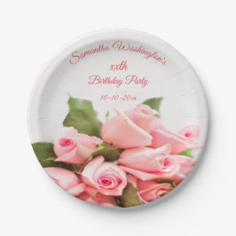 Romantic Pink Rose Bouquet Birthday Papieren Bordje
