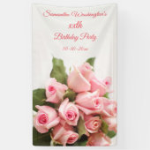 Romantic Pink Rose Bouquet Birthday Spandoek (Verticaal)