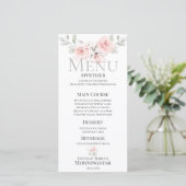 Romantic Pink Rose Bouquet Wedding Menu (Staand voorkant)