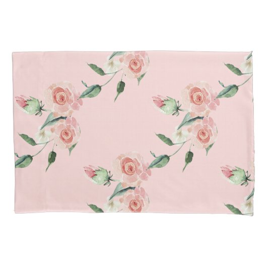 Romantic Pink Rose Garlands Pillow Hoesje Kussensloop (Voorkant)