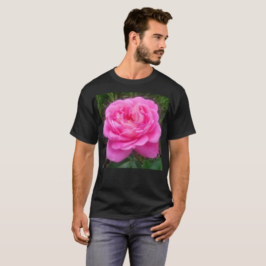 Romantic Pink Rose "Leonardo Da Vinci" T-shirt (Voorkant volledig)