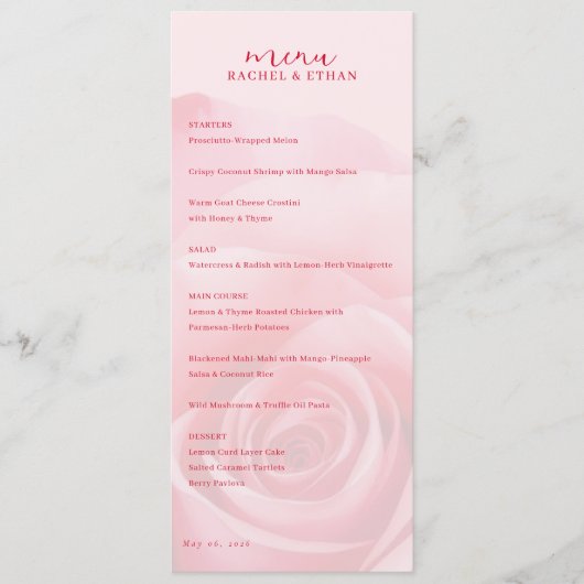 Romantic Pink Rose Menu (Voorkant)