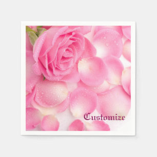 Romantic Pink Rose Pedals Napkins Servet