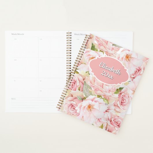 Romantic Pink Rose Personalized Planner (Display)