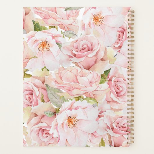 Romantic Pink Rose Personalized Planner (Achterkant)