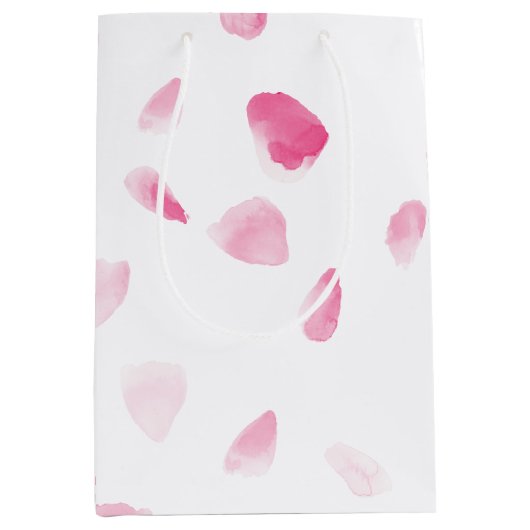 Romantic Pink Rose Petals Floral Bridal Shower Medium Cadeauzakje (Voorkant)