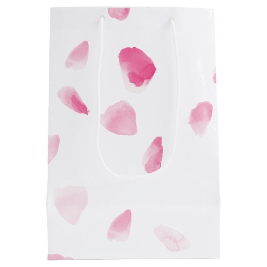 Romantic Pink Rose Petals Floral Bridal Shower Medium Cadeauzakje (Achterkant)