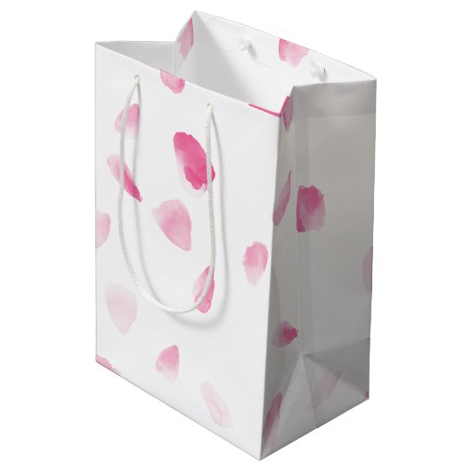 Romantic Pink Rose Petals Floral Bridal Shower Medium Cadeauzakje (Achterkant Gekanteld)