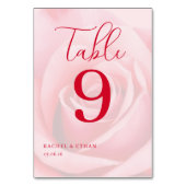 Romantic Pink Rose Table Number Kaart (Achterkant)
