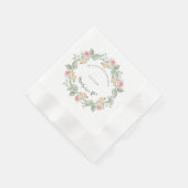 Romantic Pink Rose Wreath Wedding Paper Plates Servet (Hoek)