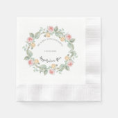 Romantic Pink Rose Wreath Wedding Paper Plates Servet (Voorkant)