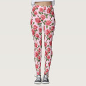 Romantic Pink Roses Botanical Pattern Leggings (Voorkant)