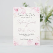 Romantic Pink Roses Elegant and Pretty Save The Date (Staand voorkant)