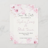 Romantic Pink Roses Elegant and Pretty Save The Date (Voorkant / Achterkant)