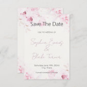 Romantic Pink Roses Elegant and Pretty Save The Date (Voorkant / Achterkant)