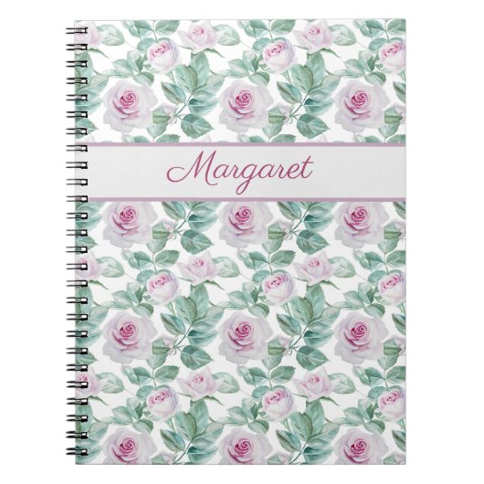 Romantic Pink Roses Personalized Notitieboek (Voorkant)