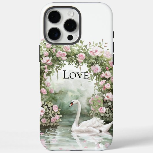Romantic Pink Roses Swan Lake Floral   Case-Mate iPhone Case (Achterkant)