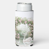 Romantic Pink Roses Swan Lake Floral Seltzer Blikjeskoeler (Seltzer Achterkant)