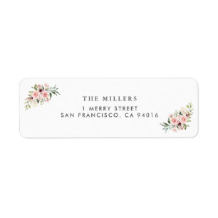 Romantic Pink Roses Wedding Address Label