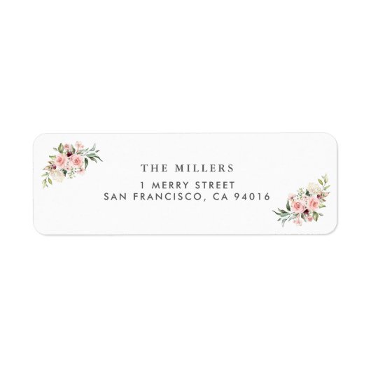 Romantic Pink Roses Wedding Address Label (Voorkant)