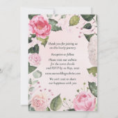 Romantic Pink Roses Wedding Invitation Kaart (Achterkant)
