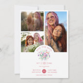 Romantic Pink Shades Botanical Bunch 3 Multi photo Save The Date (Voorkant)