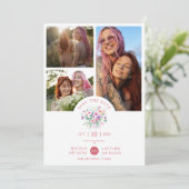 Romantic Pink Shades Botanical Bunch 3 Multi photo Save The Date (Staand voorkant)