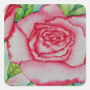 Romantic Pink Summer Roos Waterverf CricketDiane Vierkante Sticker