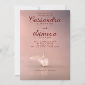 Romantic Pink Swan Wedding Kaart (Voorkant)