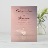 Romantic Pink Swan Wedding Kaart (Staand voorkant)