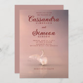 Romantic Pink Swan Wedding Kaart (Voorkant / Achterkant)