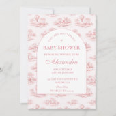 Romantic Pink Toile Baby Shower Kaart (Voorkant)