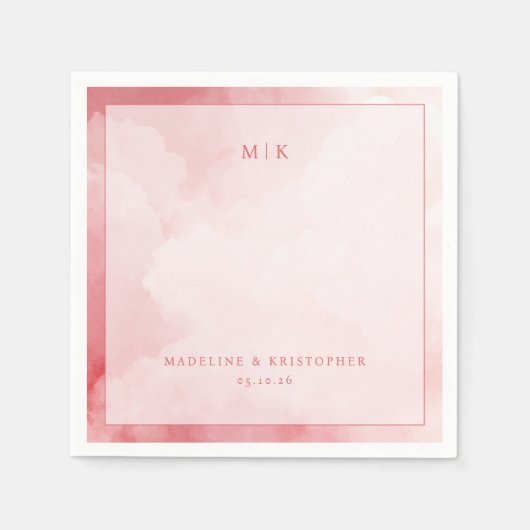 Romantic Pink Watercolor Clouds Servet (Voorkant)