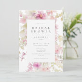 Romantic Pink Watercolor Floral Bridal Shower Kaart (Staand voorkant)