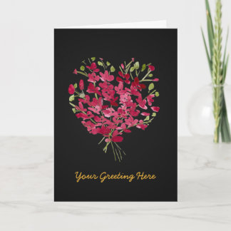 Romantic Pink Watercolor Floral Heart Blank Card Kaart