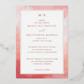 Romantic Pink Watercolor Folie Uitnodiging (Voorkant)