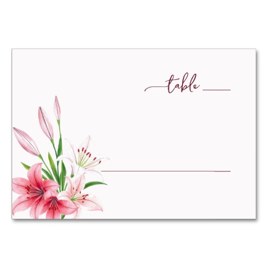 Romantic Pink Watercolor Lilies Kaart (Voorkant)