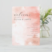 Romantic Pink Watercolor Wedding Schedule Programmakaart (Staand voorkant)