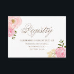 Romantic Pink Waterverf Flowers Registry Kaart<br><div class="desc">Een elegante en vrouwelijke registratiekaart met handgetekende illustraties van roze pinda's en rozen. Deze bloemkool is perfect voor lente- en tuinbruiloften,  baby showers,  vrijgezellenfeesten en andere evenementen. Overeenkomende objecten zijn beschikbaar.</div>