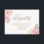 Romantic Pink Waterverf Flowers Registry Kaart<br><div class="desc">Een elegante en vrouwelijke registratiekaart met handgetekende illustraties van roze pinda's en rozen. Deze bloemkool is perfect voor lente- en tuinbruiloften,  baby showers,  vrijgezellenfeesten en andere evenementen. Overeenkomende objecten zijn beschikbaar.</div>