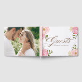 Romantic Pink Waterverf Flowers Wedding Guestbook Gastenboek (Volledig)